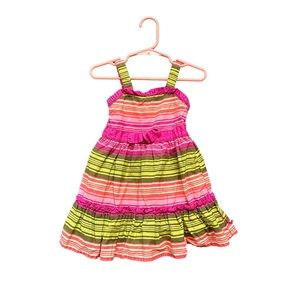 Cherokee Girls 18 months striped dress pink green sleeveless 100% cotton cute